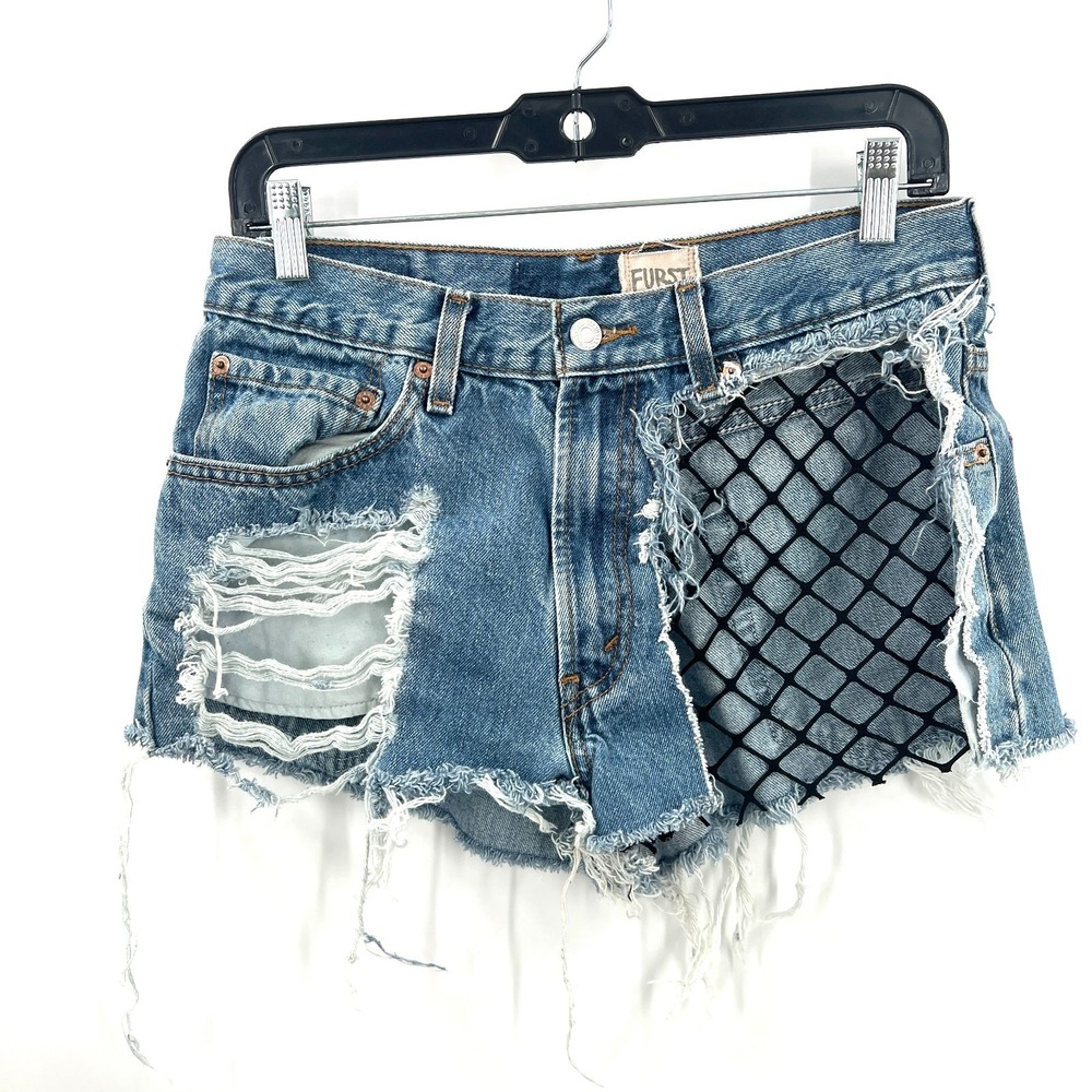 Furst of a Kind Levi's reworked jean shorts punk boho grunge festival funky 28‎
